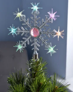 Colour Changing Snowflake Christmas Tree Topper, 29 Cm