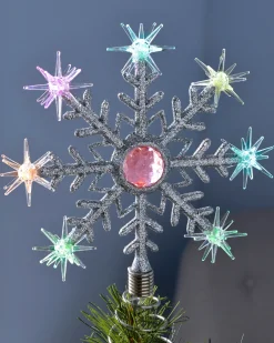 Colour Changing Snowflake Christmas Tree Topper, 29 Cm
