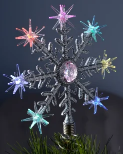 Colour Changing Snowflake Christmas Tree Topper, 29 Cm