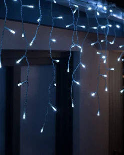 Connectable Icicle 100 LED Christmas Lights, Bright White