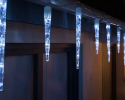 Connectable Icicle 8 LED Christmas Lights, Bright White