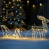 3D Reindeer With Sleigh Rope Light Silhouette, 120 Cm