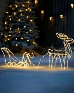 3D Reindeer With Sleigh Rope Light Silhouette, 120 Cm