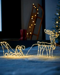 3D Reindeer With Sleigh Rope Light Silhouette, 120 Cm
