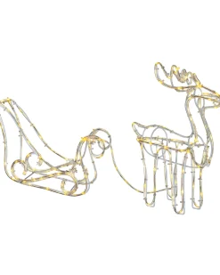3D Reindeer With Sleigh Rope Light Silhouette, 120 Cm