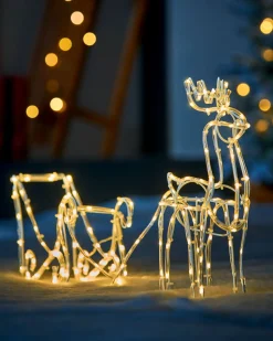 3D Reindeer With Sleigh Rope Light Silhouette, 120 Cm