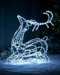 3D Sitting Reindeer Rope Light Silhouette, 93 Cm