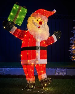 3D Tinsel Santa With Gift Box Silhouette