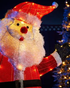 3D Tinsel Santa With Gift Box Silhouette