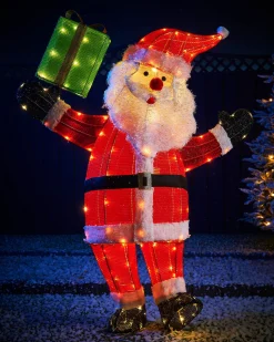 3D Tinsel Santa With Gift Box Silhouette