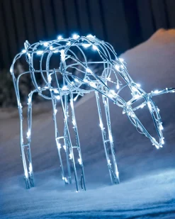 3D Twinkling Grazing Reindeer Silhouette, White, 68 Cm