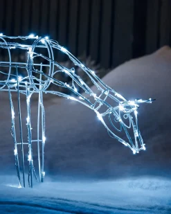 3D Twinkling Grazing Reindeer Silhouette, White, 68 Cm