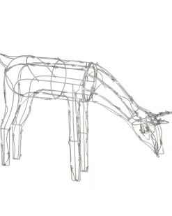 3D Twinkling Grazing Reindeer Silhouette, White, 68 Cm