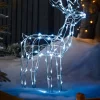 3D Twinkling Standing Reindeer Silhouette, White, 78 Cm