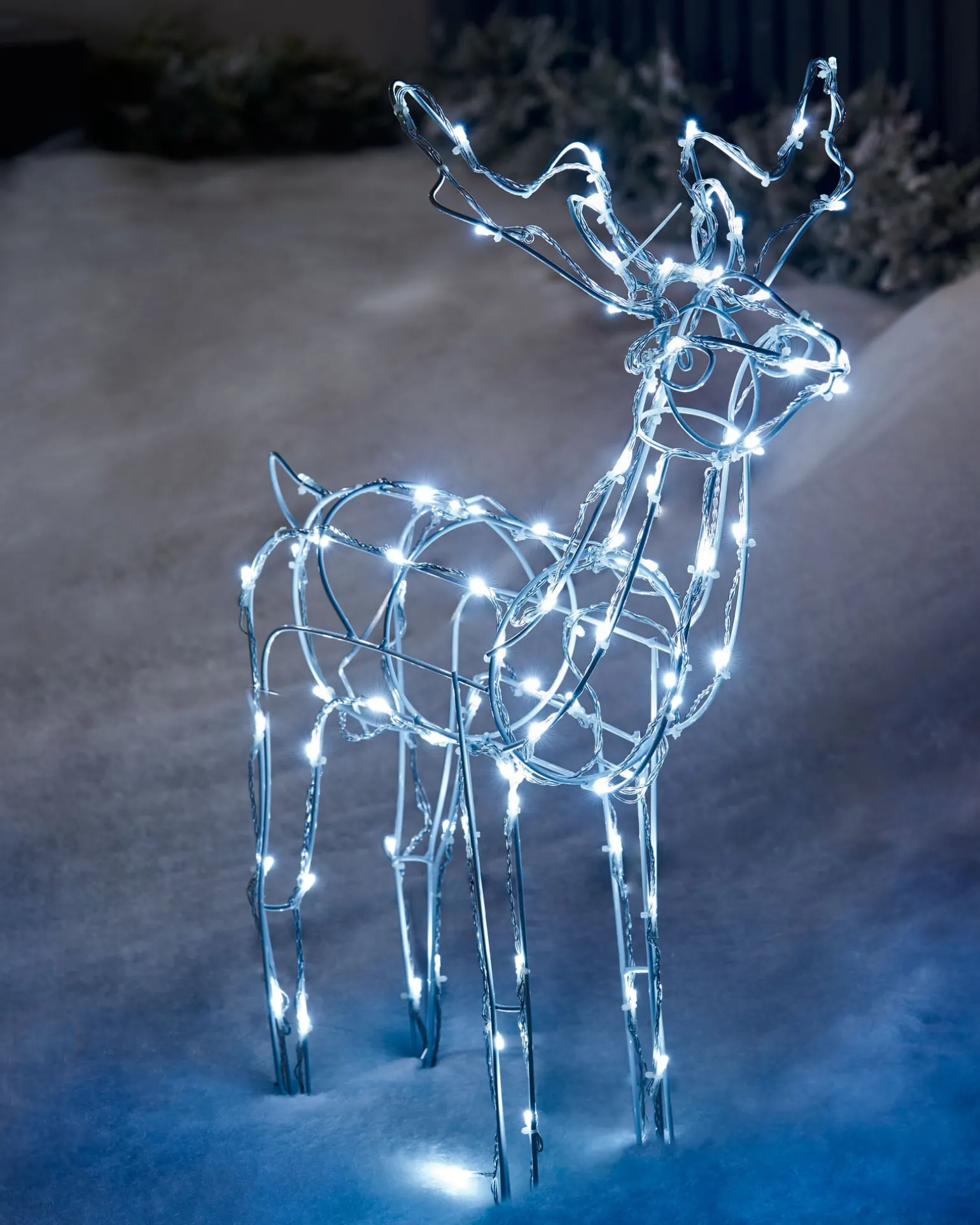 3D Twinkling Standing Reindeer Silhouette, White, 78 Cm