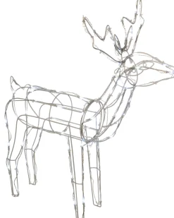 3D Twinkling Standing Reindeer Silhouette, White, 78 Cm