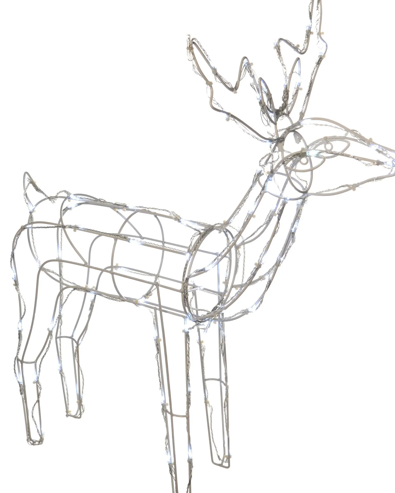 3D Twinkling Standing Reindeer Silhouette, White, 78 Cm