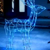 3D Twinkling Standing Reindeer Silhouette, Blue, 78 Cm