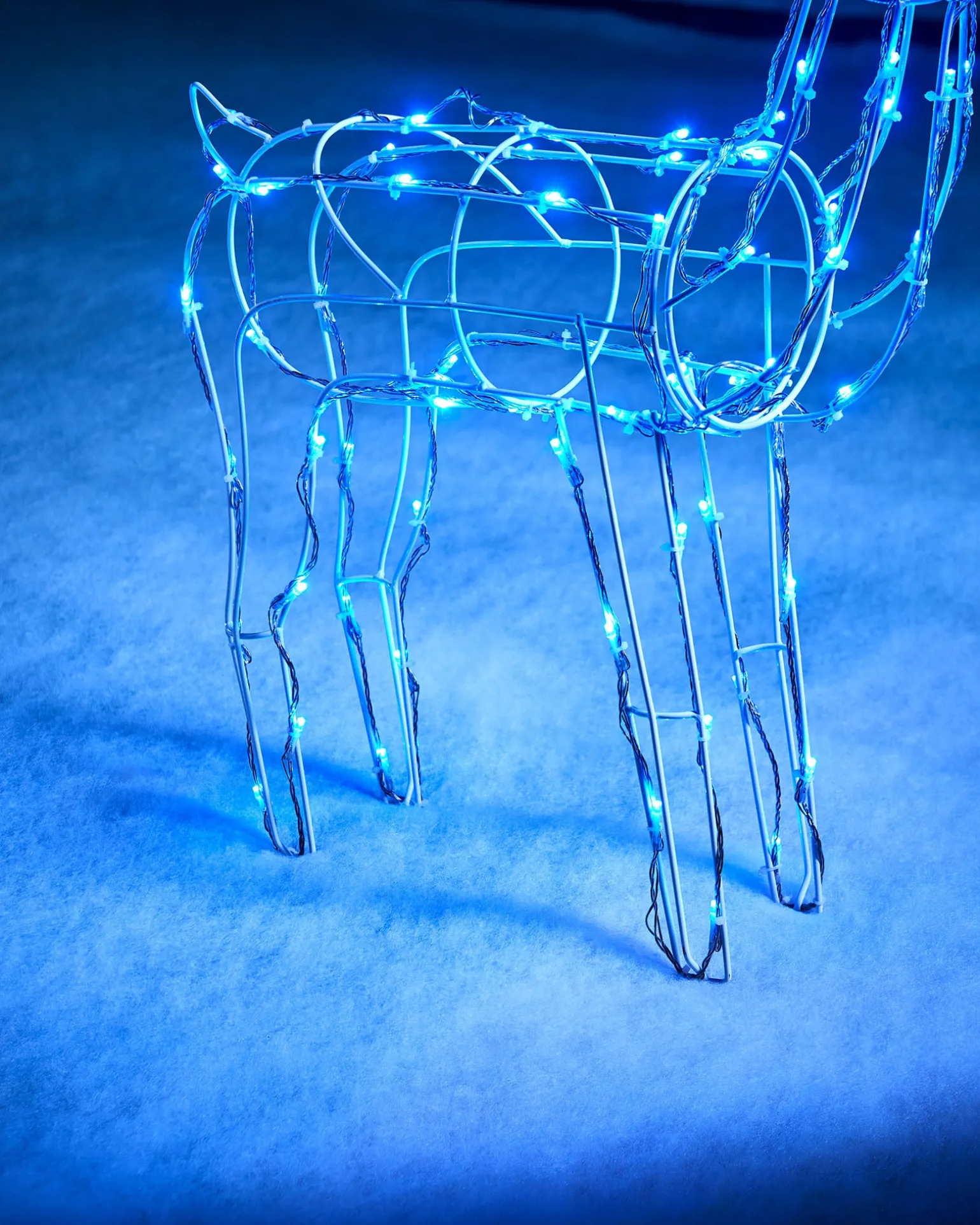 3D Twinkling Standing Reindeer Silhouette, Blue, 78 Cm