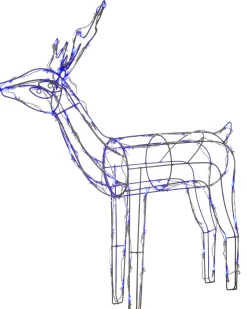 3D Twinkling Standing Reindeer Silhouette, Blue, 78 Cm