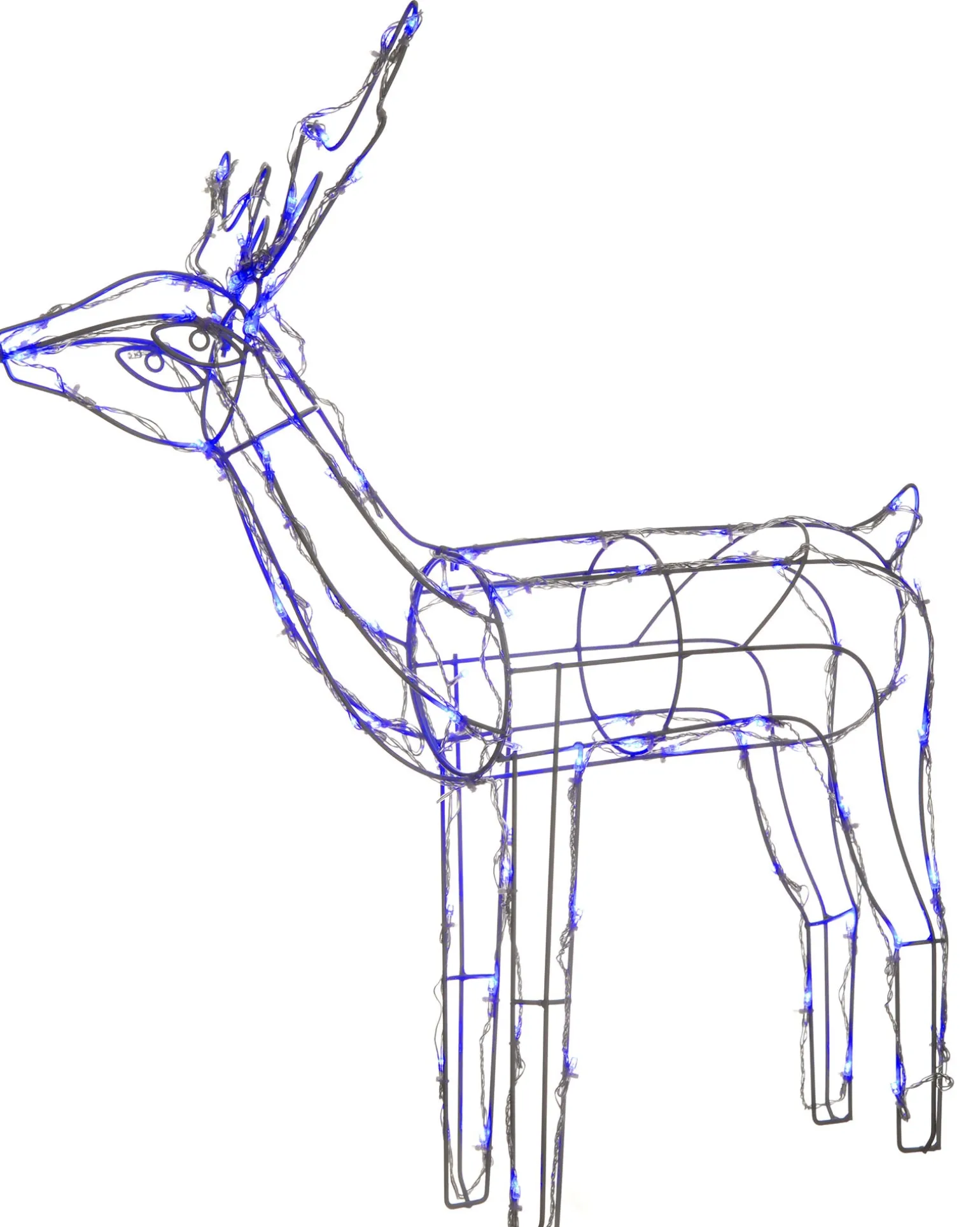 3D Twinkling Standing Reindeer Silhouette, Blue, 78 Cm