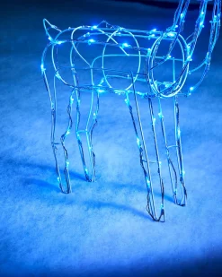 3D Twinkling Standing Reindeer Silhouette, Blue, 78 Cm