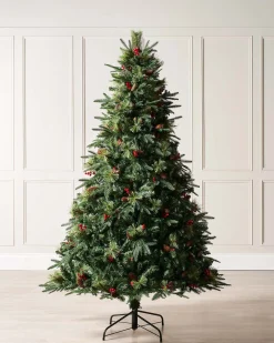 Decorated Mixed Tip Berries & Pinecones Christmas Tree, 6 Ft