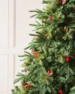 Decorated Mixed Tip Berries & Pinecones Christmas Tree, 6 Ft