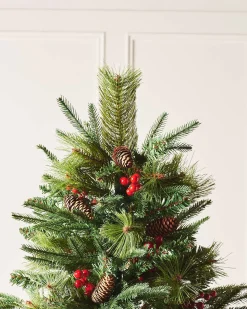 Decorated Mixed Tip Berries & Pinecones Christmas Tree, 6 Ft