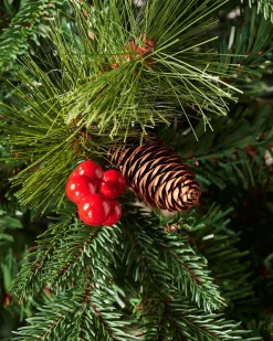 Decorated Mixed Tip Berries & Pinecones Christmas Tree, 6 Ft