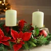 Decorated Table Centre Piece Candle Holder - Red/Gold, 3 Pillar