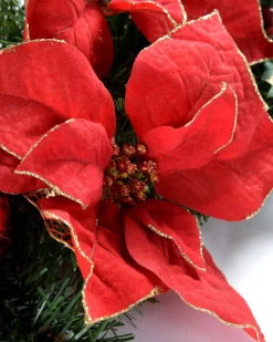 Decorated Table Centre Piece Candle Holder - Red/Gold, 3 Pillar