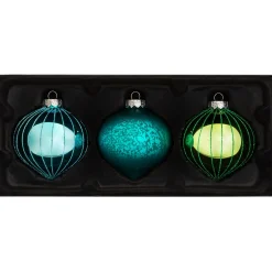 Emerald Green Glass Baubles, 3 Pack, 11 Cm