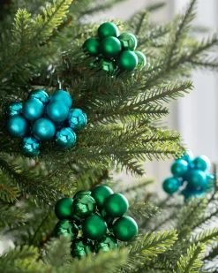 Emerald Green Glass Berry Cluster Baubles, 5 Pack
