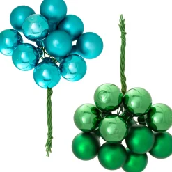 Emerald Green Glass Berry Cluster Baubles, 5 Pack