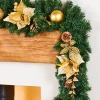 Extra Thick Decorated Garland, Cream/Gold, 9 Ft