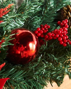 Extra Thick Decorated Garland, Red/Gold, 9 Ft