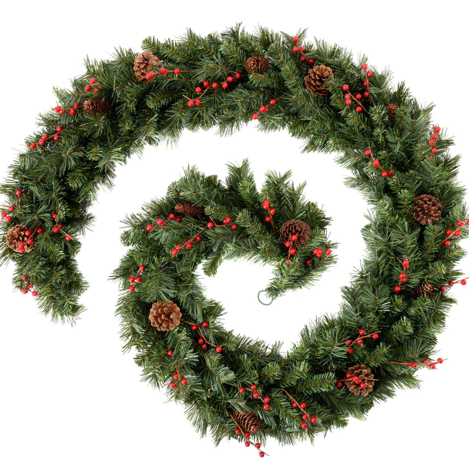 Extra Thick Mixed Pine Garland, Pinecones & Berries, 9 Ft