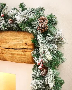 Extra Thick Mixed Pine Snow Flocked Garland, 9 Ft
