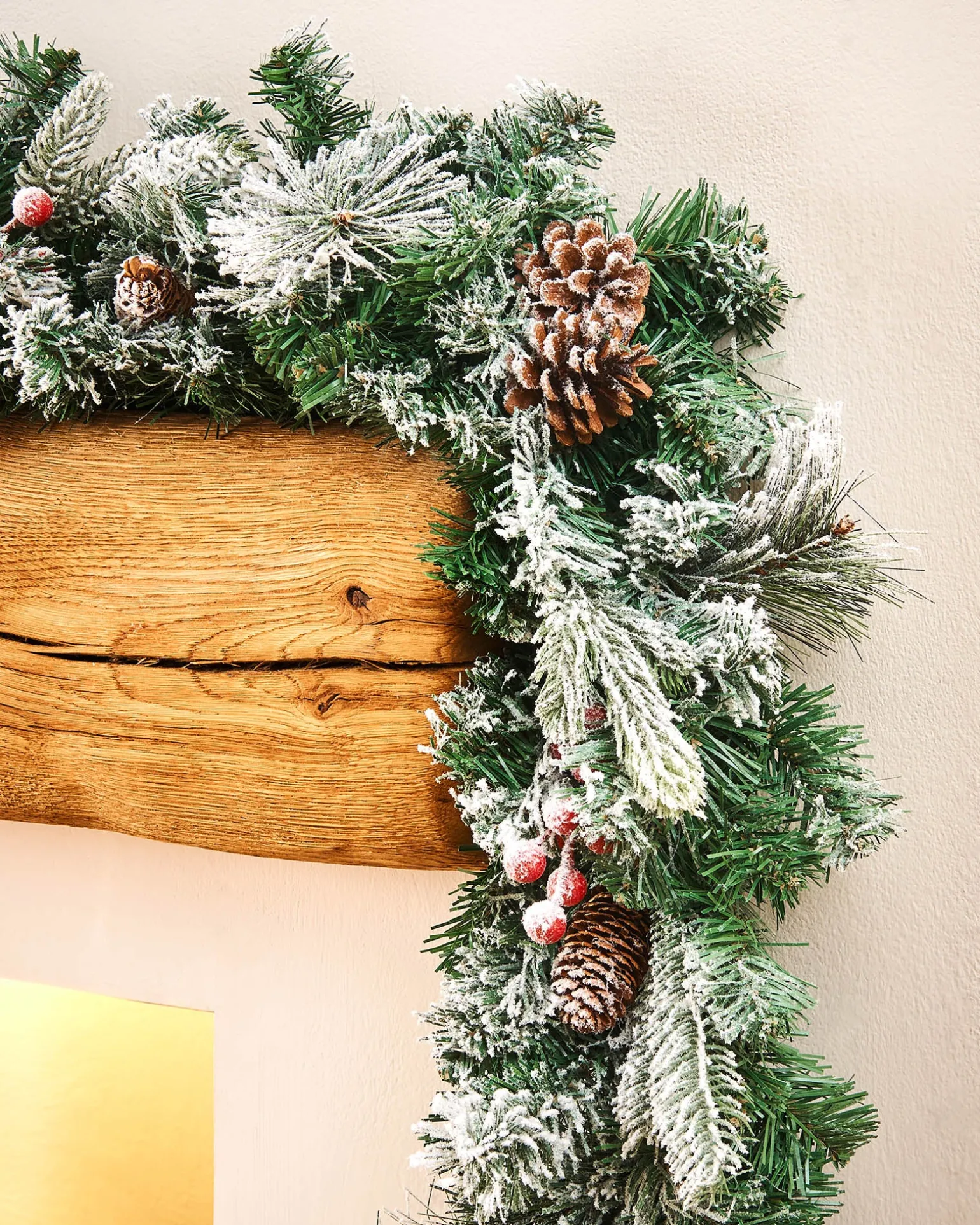Extra Thick Mixed Pine Snow Flocked Garland, 9 Ft