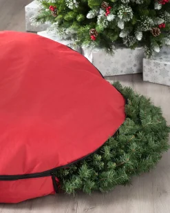 Extra-Large Garland & Wreath Storage Bag, Red, 120 Cm