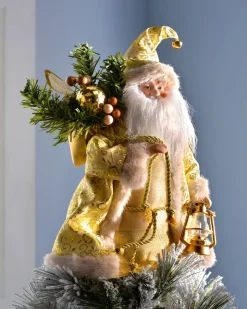 Father Christmas Tree Topper, Cream/Gold, 30 Cm