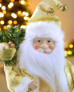 Father Christmas Tree Topper, Cream/Gold, 30 Cm