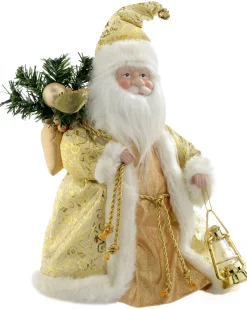 Father Christmas Tree Topper, Cream/Gold, 30 Cm