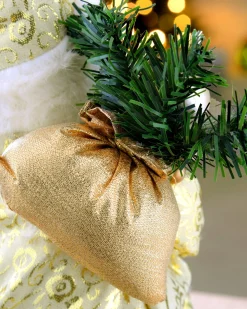 Father Christmas Tree Topper, Cream/Gold, 30 Cm