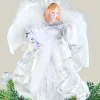 Fibre Optic Angel Christmas Tree Topper, Silver/White, 25 Cm