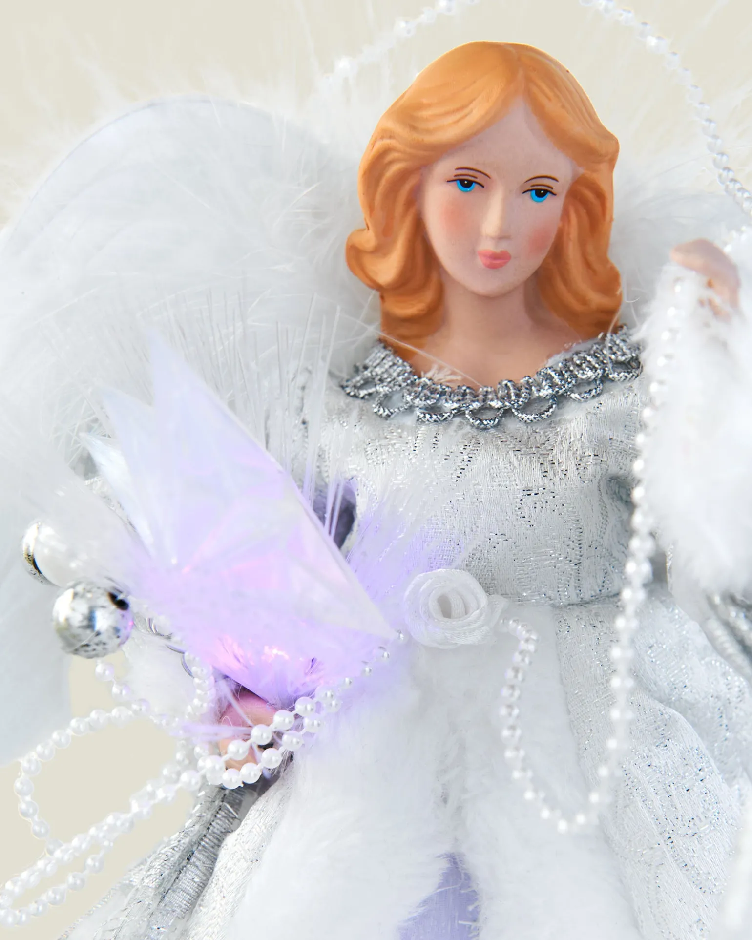 Fibre Optic Angel Christmas Tree Topper, Silver/White, 25 Cm