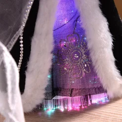 Fibre Optic Angel Christmas Tree Topper, Black/Silver, 25 Cm