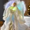Fibre Optic Angel Christmas Tree Topper, Cream/Gold, 25 Cm