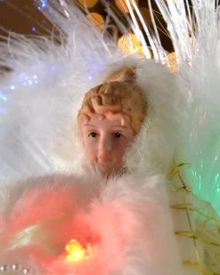 Fibre Optic Angel Christmas Tree Topper, Cream/Gold, 25 Cm